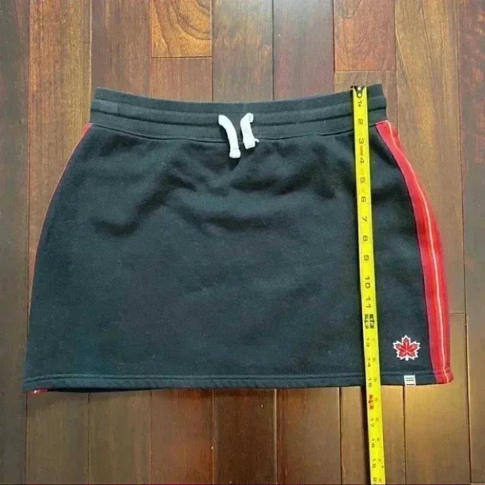 HBC Mini Skirt Fleece Team Canada Olympic Apparel Black Red Side Stripes Medium - Picture 10 of 14
